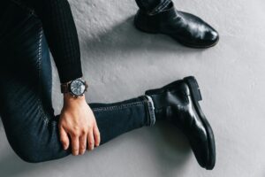 mens black leather biker jacket