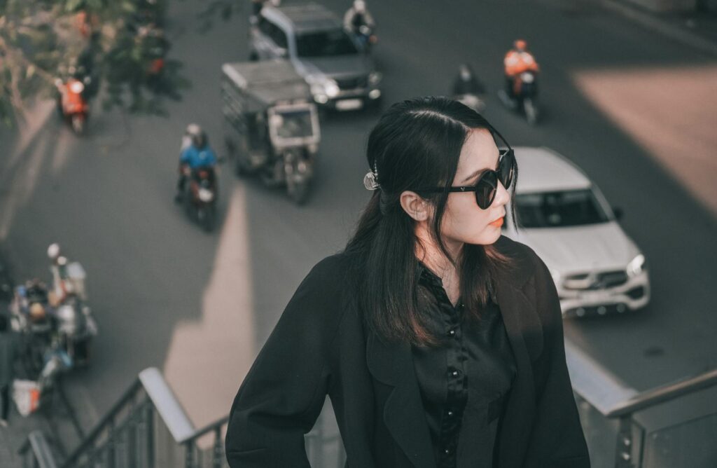 stylish woman modesto street